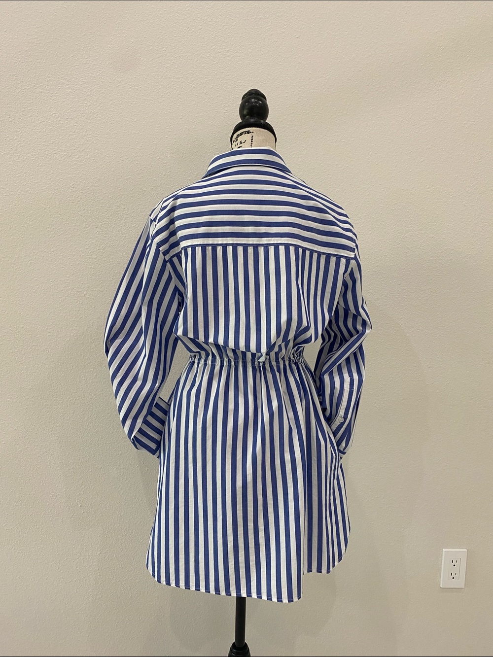 Steve Madden Rani Blue & White Vertical Stripe Shirt Dress. Sz Small. NWT - Picture 8 of 10